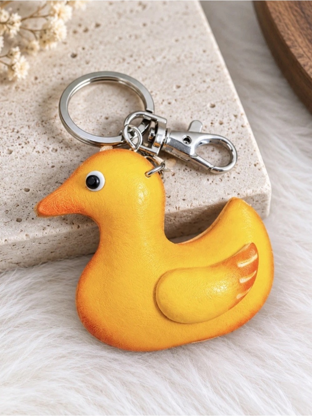 Leather Duck Keychain Bag Charm Key Ring Handmade Gift New